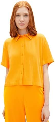 TOM TAILOR Denim Damska bluzka koszulowa oversize, 31684 - Bright Mango Orange, XXL