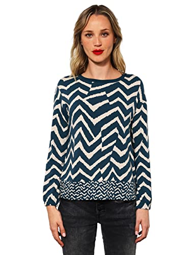 Street One Damska koszulka z długim rękawem oversize, niebieski (Deep Teal Blue), 38