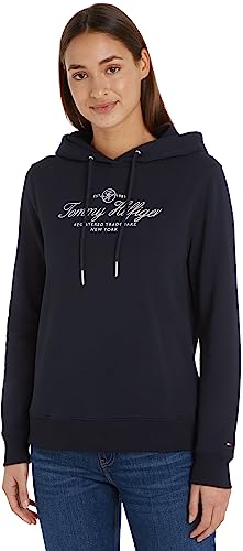 Tommy Hilfiger Damska bluza z kapturem Regular Hilfiger Script, Pustynne niebo, XXL