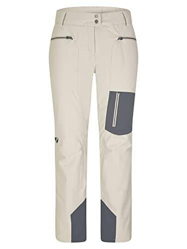 Ziener Damskie spodnie narciarskie TIPPA / spodnie snowboardowe | oddychające, wodoszczelne, bez PFC, srebrno-beżowe DOB, 36