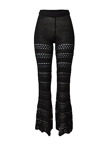 Urban Classics Damskie legginsy z dzianiny typu Flared Crochet Knit Legginsy dla kobiet, dostępne w wielu różnych kolorach, rozmiary XS-5XL, czarny, XL