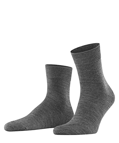 FALKE Mężczyźni Krótkie skarpety Airport M SSO Wełna Merynosa Bawełna jednokolorowe 1 Para, Szary (Dark Grey 3070), 41-42