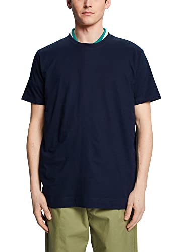 ESPRIT Collection Męski T-shirt 043EO2K303, 400/NAVY, XXL, 400/granatowy., XXL