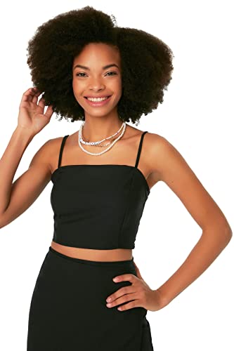 Trendyol Women's Black Hanged Crop bluzka bluzka, 40