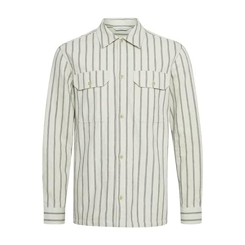 CASUAL FRIDAY Męska koszula August Striped Overshirt 114201/Ecru, L