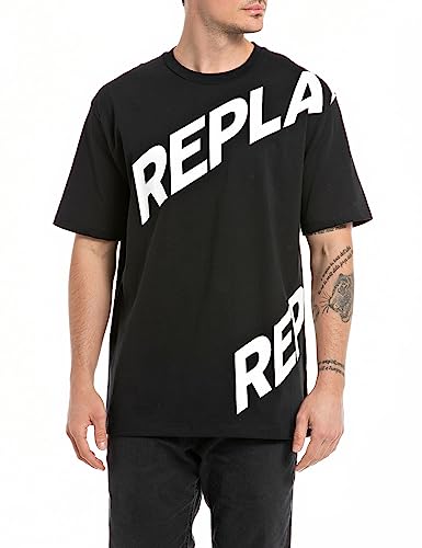 Replay T-shirt męski Relaxed Fit, 098 BLACK, S