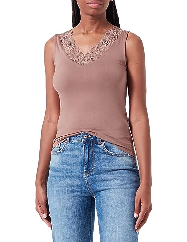 VERO MODA Vmrosa Sl V-Neck JRS Noos Top damski, Brown Lentil, XL