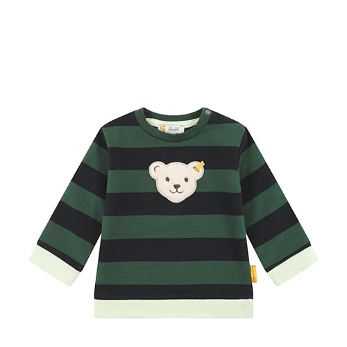 Steiff Bluza chłopięca z długim rękawem w paski, Jungle Green, 68