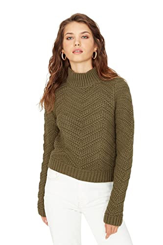 Trendyol Damski sweter sylwestrowy glam regularny podstawowy stójka dzianina sweter, Khaki, M