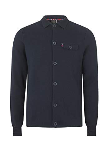 Merc of London Rathbone sweter kardigan, ciemny granatowy, średni męski, Ciemna granica, M