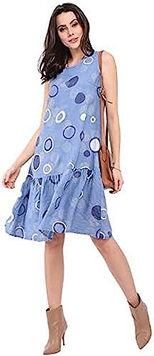 Bonateks, Lejąca długa sukienka z kwiatowym nadrukiem i okrągłym kołnierzem, 100% len, rozmiar DE:36 rozmiar US: S, biała - wyprodukowano we Włoszech, biały, 36