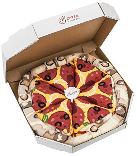 Rainbow Socks - Kobieta Mężczyzna Skarpetki Prezent Pizza Pepperoni - 4 Pary - Rozmiar 41-46