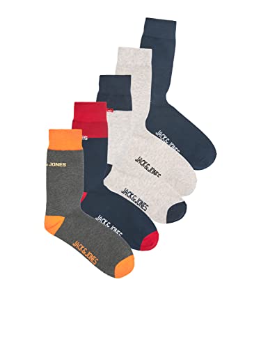 JACK & JONES Męskie skarpetki, marynarka męska, 5 sztuk, granatowe/opakowanie: DGM-LGM-LGM-Navy Blazer, One Size, Navy Blazer/Pack: DGM - LGM - LGM - Navy Blazer, rozmiar uniwersalny