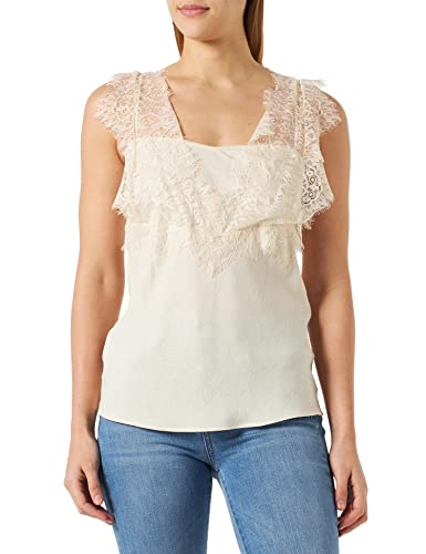 Pinko Damska Talesia Top Crepe De Chine Jac modna kamizelka, N96_Rosa Smoke White, 12 (M), N96_rosa dym biały, 70