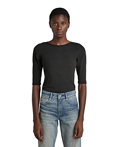 G-STAR RAW Damska koszulka Slim Rib Boat 1 Sl, Black (Dk Black D107-6484), XS