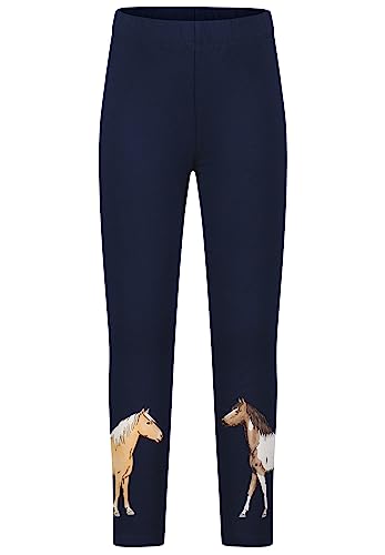 SALT AND PEPPER Dziewczęce legginsy z nadrukiem koni, Granatowy (True Navy), 140 cm