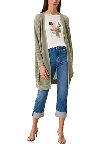 s.Oliver BLACK LABEL Damska kurtka z dzianiny z długim rękawem, luźny krój, kardigan, zielony (Tannengrün), L