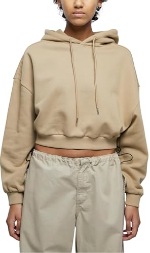 Urban Classics Damska bluza z kapturem Cropped Heavy Hoody, Ciepły piasek, 3XL