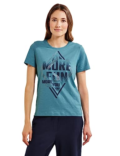 Cecil Damska koszulka z krótkim rękawem z nadrukiem, Adriatic Blue, XL