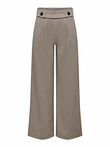 JACQUELINE DE YONG spodnie damskie szerokie, Driftwood/Szczegóły: czarne guziki, (XS) W / 32L