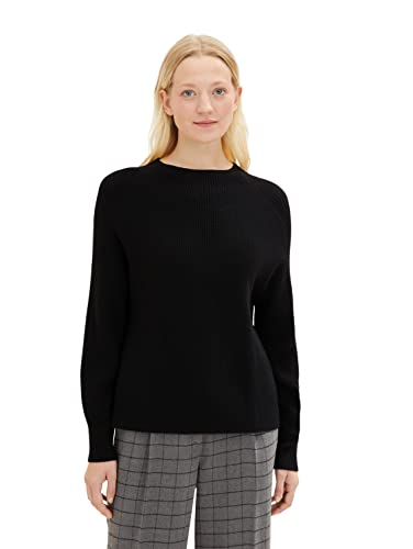 TOM TAILOR Damski sweter z golfem 1034081, 14482 - Deep Black, XS