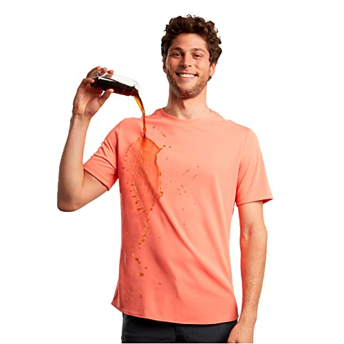 Men's Crew Neck Non Iron t-Shirt, Wrinkle Free, Stain Resistant, Sweatproof, Cool Dry, Odor Proof, 100% Breathable Material, Men's t-Shirts Short Sleeve Top tee Shirt, Koral, M