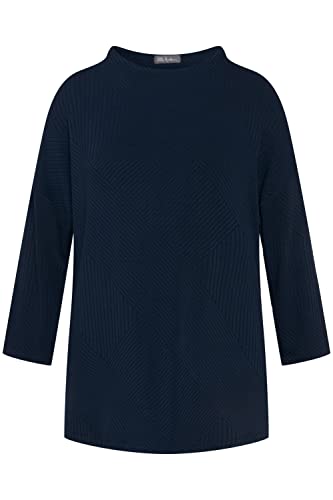 Ulla Popken Damska bluza dresowa z kołnierzem, ciemny morski, 46-48