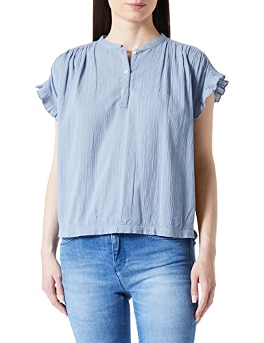 MUSTANG Damska bluzka w stylu ELSA Ruffle Blouse, Faded Denim 5124, 34, Faded Denim 5124, 34