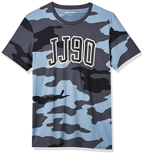 Jack&Jones JJCONAN CAMO Tee SS Crew Neck T-shirt męski, ombre Blue, L, niebieski (Ombre Blue), L