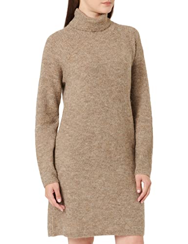 PIECES Damska sukienka PCELLEN LS HIGH Neck Knit Dress NOOS BC, Fossil, M