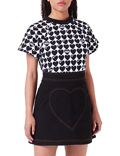 Love Moschino Damska mini sukienka z nadrukiem Maxi Stitched Heart, czarna, 44, czarny, 44