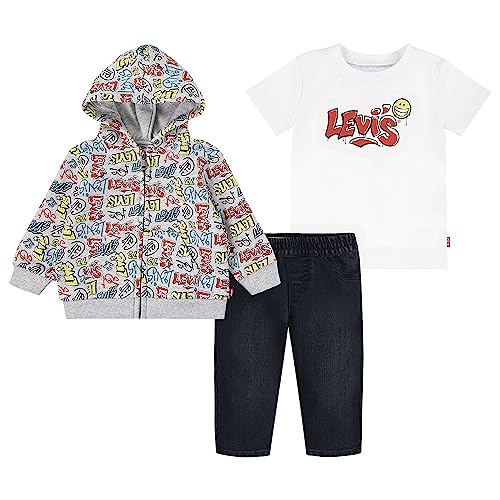 Levi's Graffiti Tag Denim Zestaw 6ej101 Zestaw Baby, LIGHT GRAYHEATHER, 12 mesi