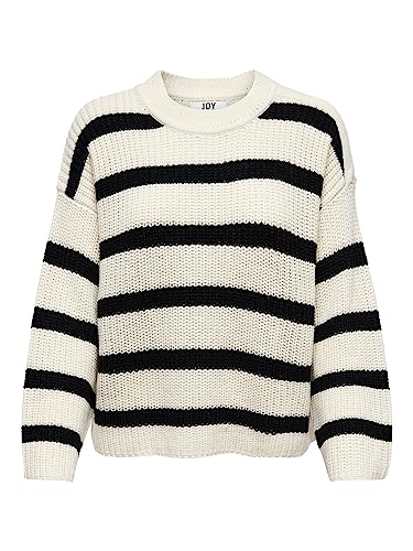 JACQUELINE de YONG Damski sweter z dzianiny w paski, Eggnog, M