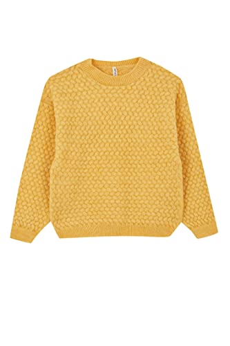 DeFacto Sweter z długim rękawem dla dziewczynek - sweter z długim rękawem dla dziewcząt topy (żółty, 7/8 Y), żółty, 7-8 Lata
