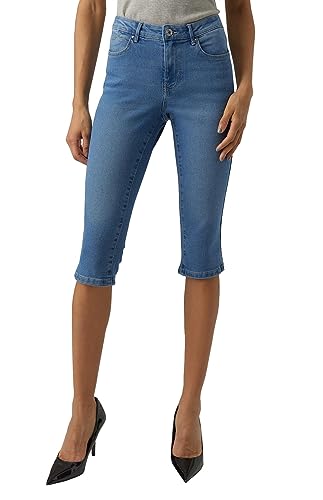 VERO MODA Dżinsy damskie o kroju slim fit VMJUNE MR Knickers DNM Mix Noos, jasnoniebieski (light blue denim), XXL