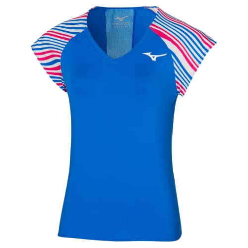 Mizuno Damska koszulka tenisowa z nadrukiem, pokój niebieski, XL