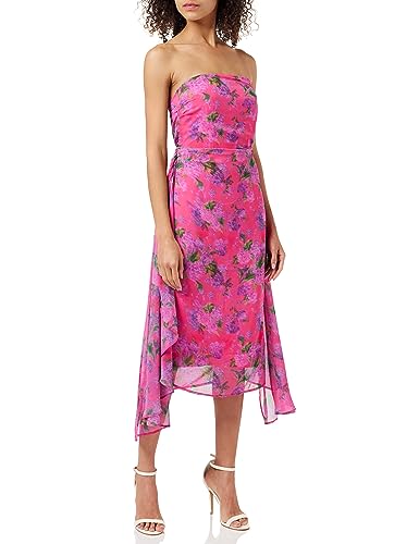 Hope & Ivy The Cleo Sukienka midi bez ramiączek z bocznymi wiązaniami, różowa, rozmiar 40, różowy, 34