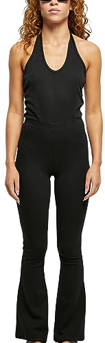 Urban Classics Damski kombinezon damski Stretch Interlock wiązany na szyi kombinezon czarny 3XL, czarny, 3XL