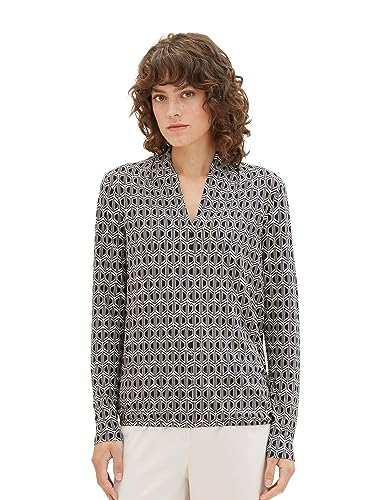 TOM TAILOR Damska koszulka z długim rękawem, 33984 - Navy Geometrics Print, S