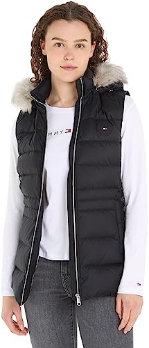 Tommy Hilfiger Damska kamizelka puchowa Tyra z futrem, Czarny, S