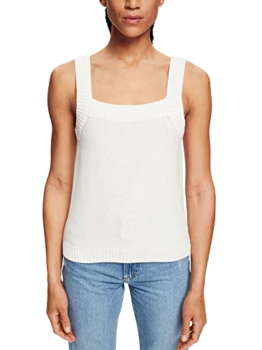 ESPRIT Top z dzianiny bawełnianej, Off White, M