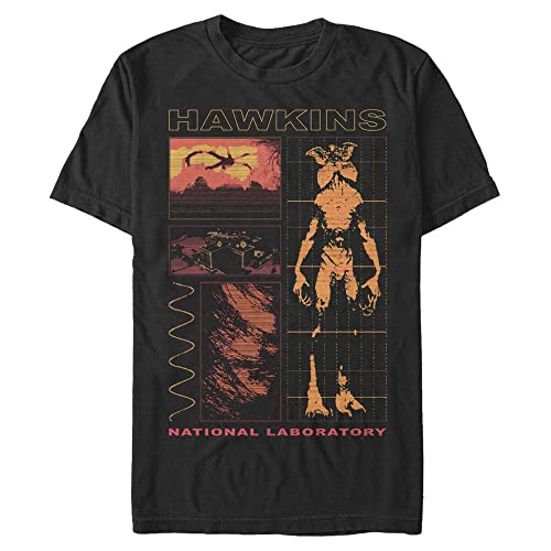 Stranger Things Męski t-shirt Hawkins Lab Short Sleeve, czarny, 3XL