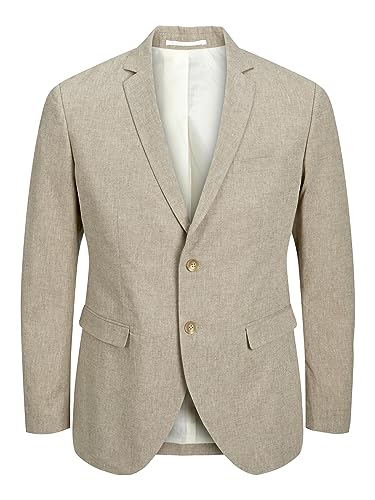 JACK & JONES Męska marynarka Jprriviera Linen Slim Fit Sn, beżowy/dopasowanie: slim fit, 52
