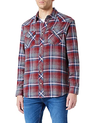 Wrangler Męska koszula Heritage, Rhubarb RED, rozmiar L