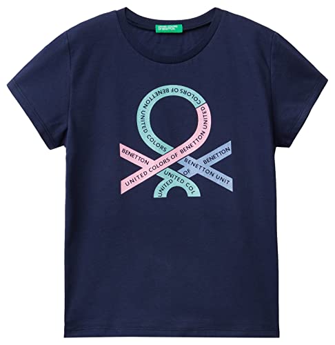 United Colors of Benetton Koszulka dziewczęca z krótkim rękawem, Blu 252, L (Krótki)