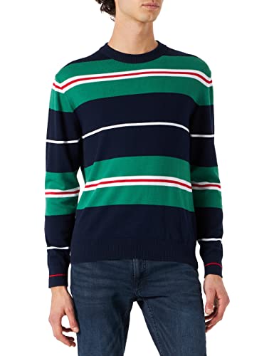 United Colors of Benetton sweter męski, Niebieskie paski kolorowe 911, L