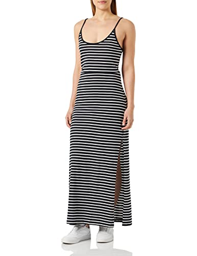Vila VIDARLING S/L sukienka maxi - NOOS, Black/Stripes:optical Snow, S