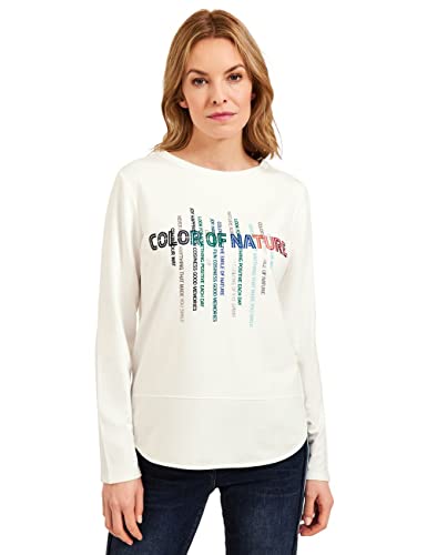 Cecil Damska koszulka z długim rękawem z nadrukiem, Vanilla White, M