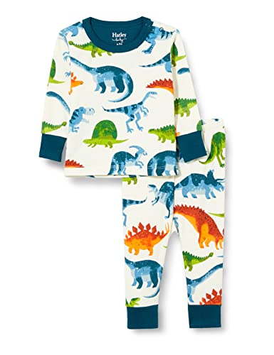 Hatley Organic Bawełna Długi rękaw Pyjama Zestaw Piżamy Dla Dzieci, Dino Park, 12-18 mesi