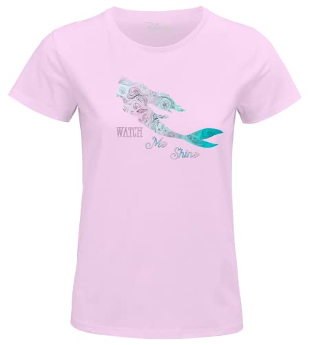 bawełniany podział t-shirt damski, Różowy, XL